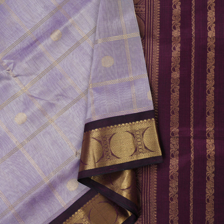 Hayagrivas Handloom Pure Silk Cotton Saree in Lilac with Deep Purple KBE631F2-5