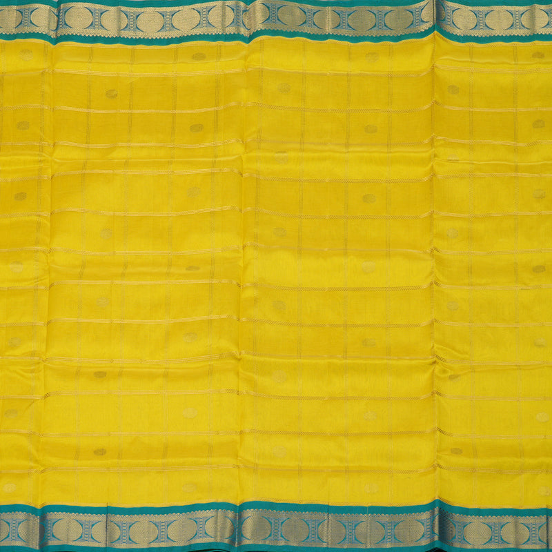 Hayagrivas Handloom Pure Silk Cotton Saree in Lemon Yellow with Rama Green KBE631F2-6