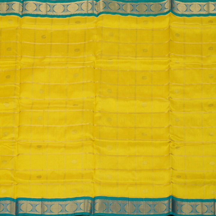 Hayagrivas Handloom Pure Silk Cotton Saree in Lemon Yellow with Rama Green KBE631F2-6