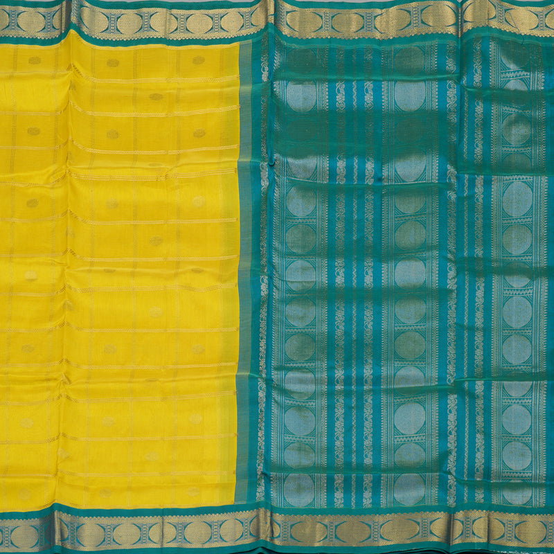 Hayagrivas Handloom Pure Silk Cotton Saree in Lemon Yellow with Rama Green KBE631F2-6