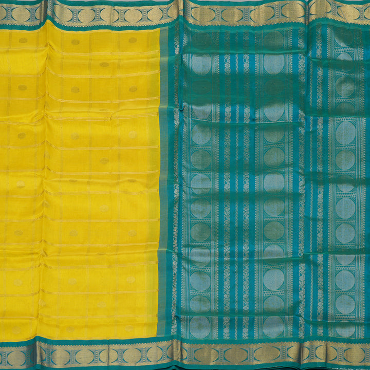 Hayagrivas Handloom Pure Silk Cotton Saree in Lemon Yellow with Rama Green KBE631F2-6