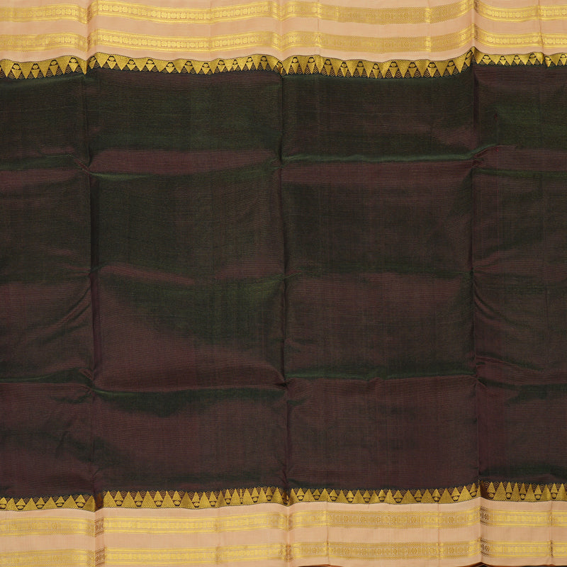 Hayagrivas Handloom Pure Silk Cotton Saree in Dark Chocolate Brown with Sandal KBE631F4-5