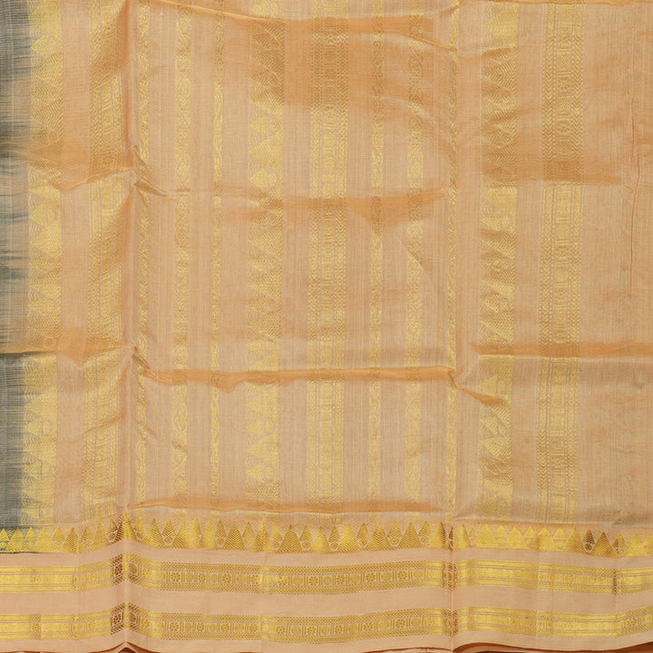 Hayagrivas Handloom Pure Silk Cotton Saree in Dark Chocolate Brown with Sandal KBE631F4-5