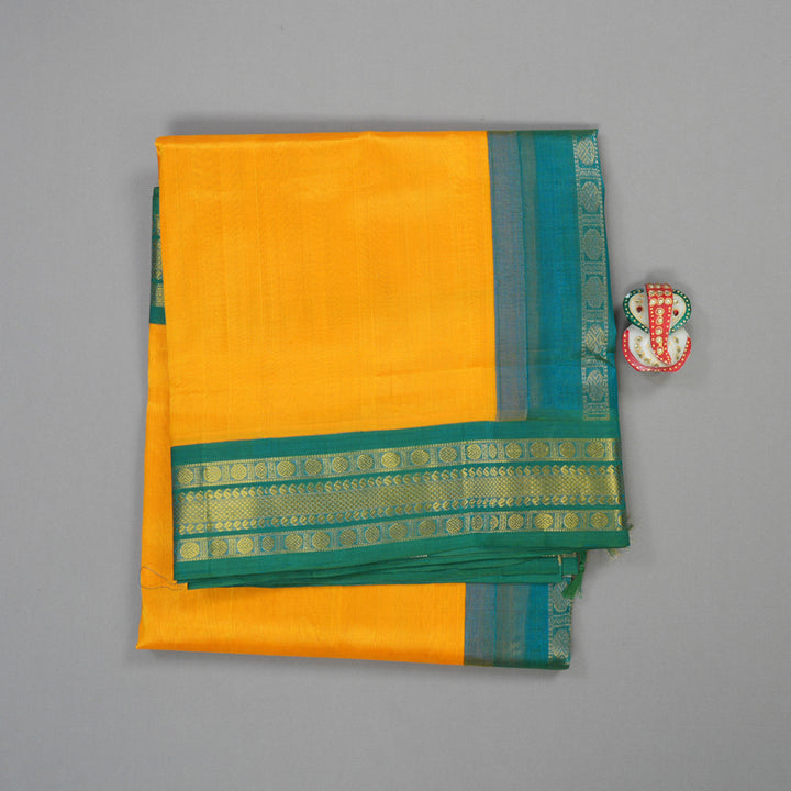Hayagrivas Handloom Pure Silk Cotton Saree in Mango Yellow with Rama Green KBE631F6-5
