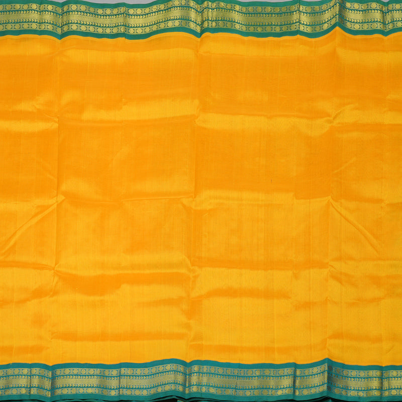 Hayagrivas Handloom Pure Silk Cotton Saree in Mango Yellow with Rama Green KBE631F6-5