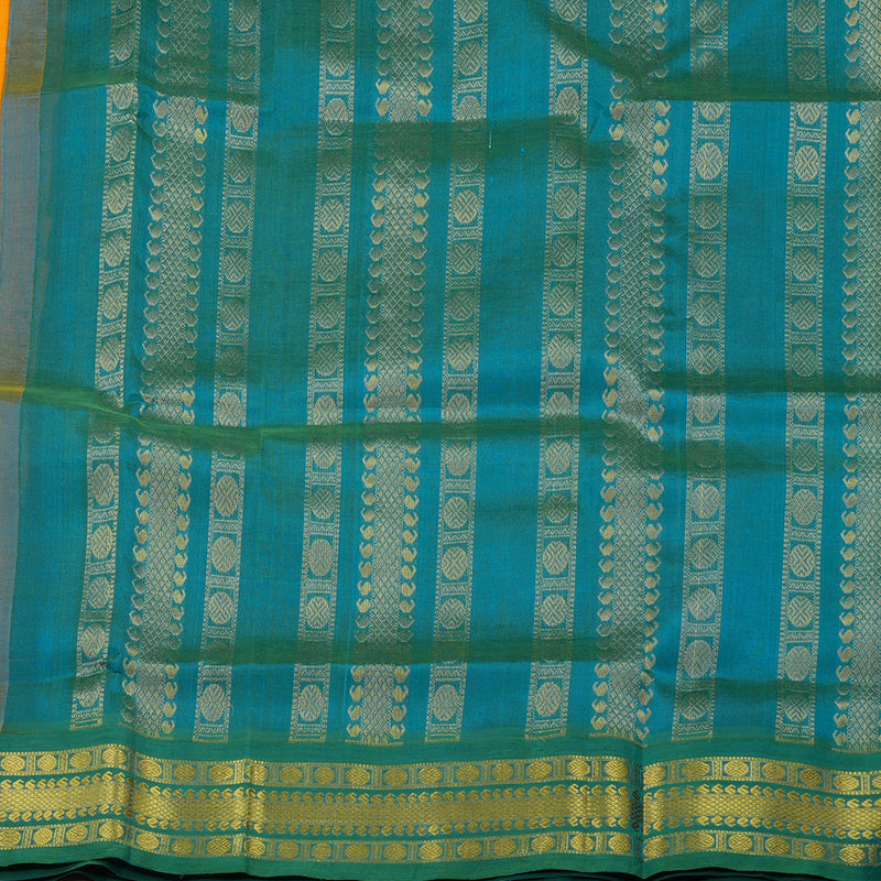 Hayagrivas Handloom Pure Silk Cotton Saree in Mango Yellow with Rama Green KBE631F6-5