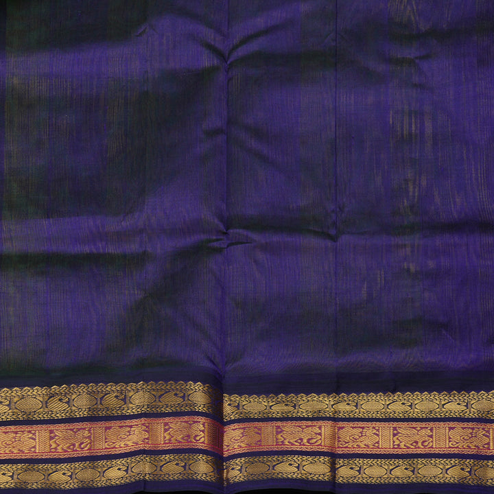 Hayagrivas Handloom Pure Silk Cotton Saree in Fluorescent Green with Purplish Blue KBE631F7-6