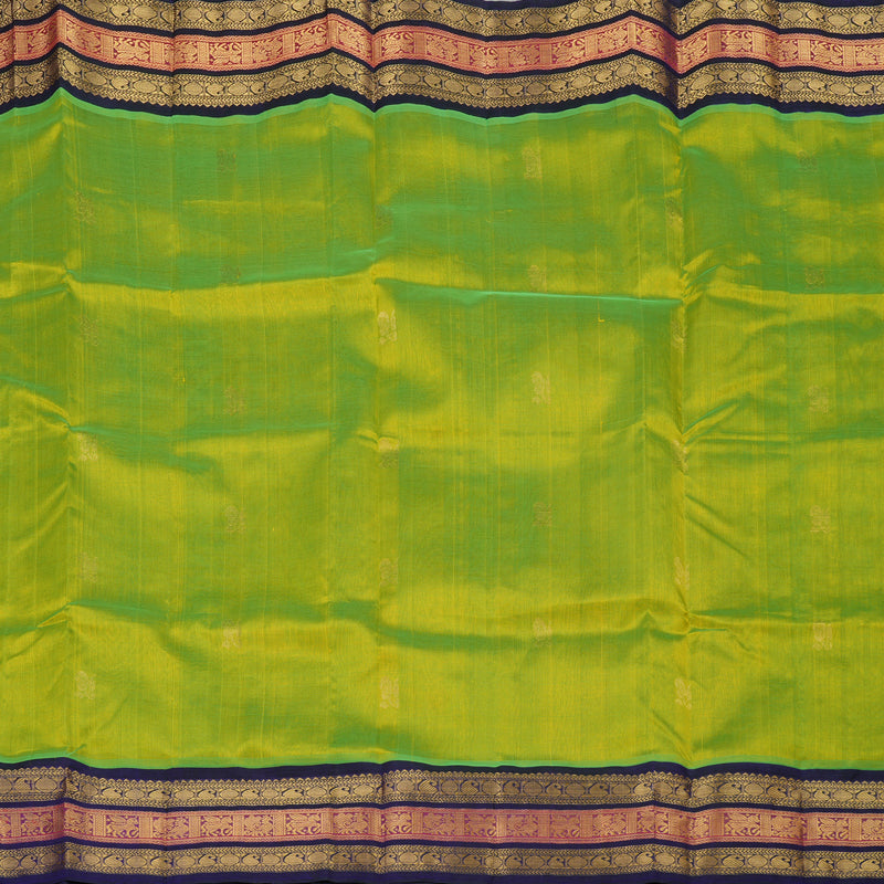 Hayagrivas Handloom Pure Silk Cotton Saree in Fluorescent Green with Purplish Blue KBE631F7-6