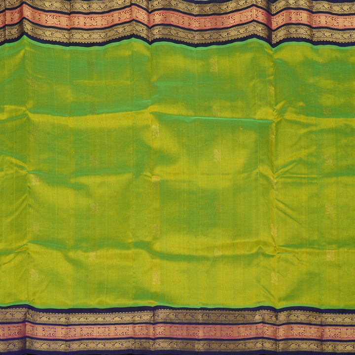 Hayagrivas Handloom Pure Silk Cotton Saree in Fluorescent Green with Purplish Blue KBE631F7-6