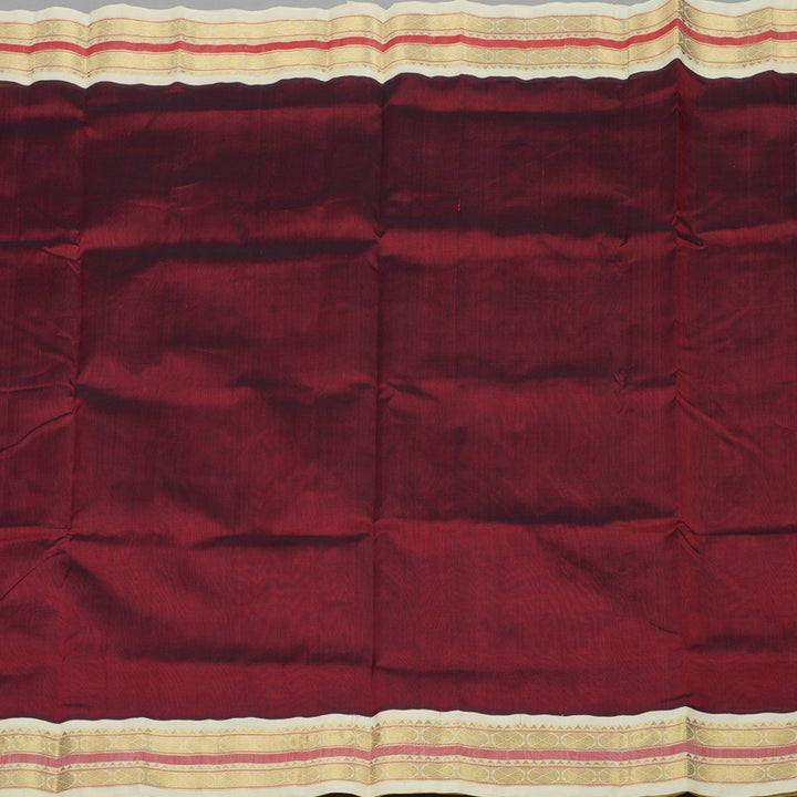 Hayagrivas Handloom Pure Silk Cotton Saree in Araku Red with Half White KBE631F8-1