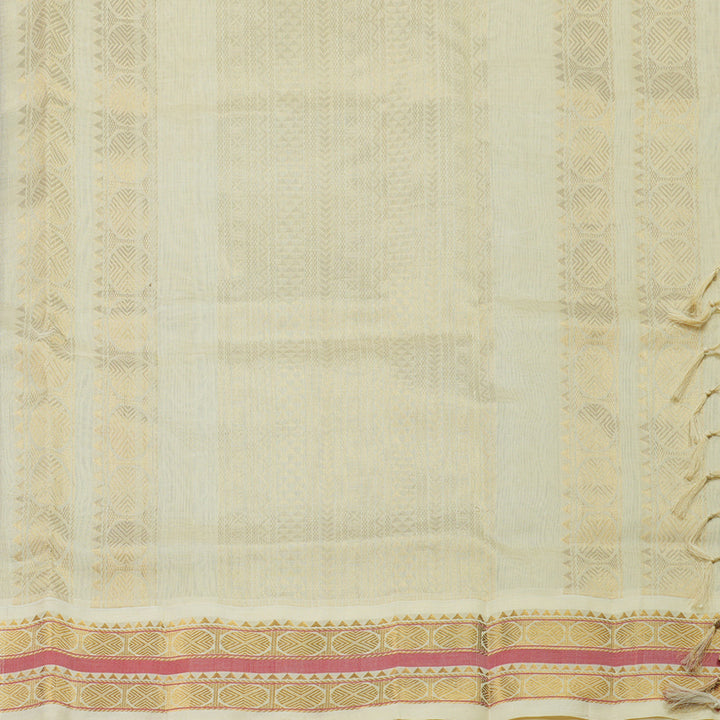 Hayagrivas Handloom Pure Silk Cotton Saree in Araku Red with Half White KBE631F8-1