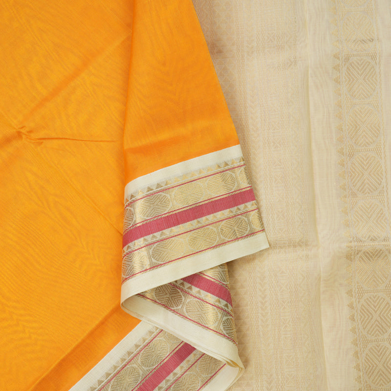 Hayagrivas Orange Pure Silk Cotton Saree KBE631F8-19