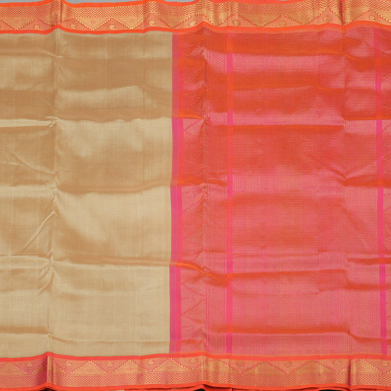 Hayagrivas Handloom Pure Silk Cotton Saree in Sandal with Orangish Pink KBE631F8-3