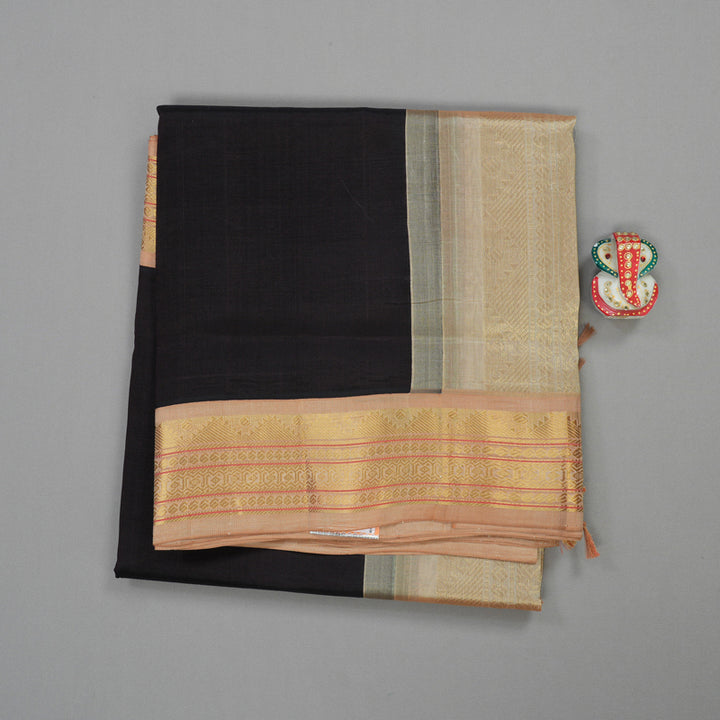 Hayagrivas Handloom Pure Silk Cotton Saree in Dark Wine Purple with Half White KBE631F8-5