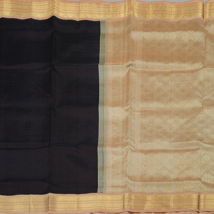 Hayagrivas Handloom Pure Silk Cotton Saree in Dark Wine Purple with Half White KBE631F8-5