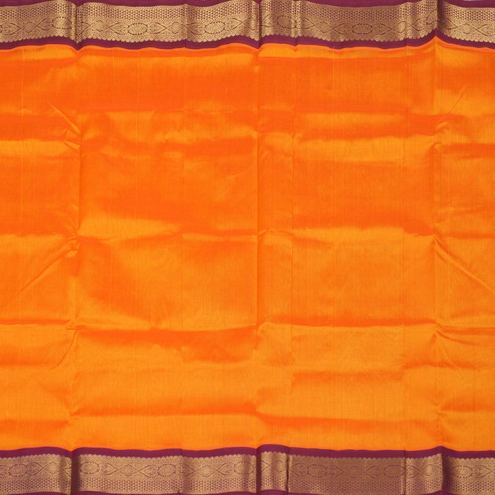 Hayagrivas Handloom Pure Silk Cotton Saree in Bright Orange with Magenta KBE631F8-8