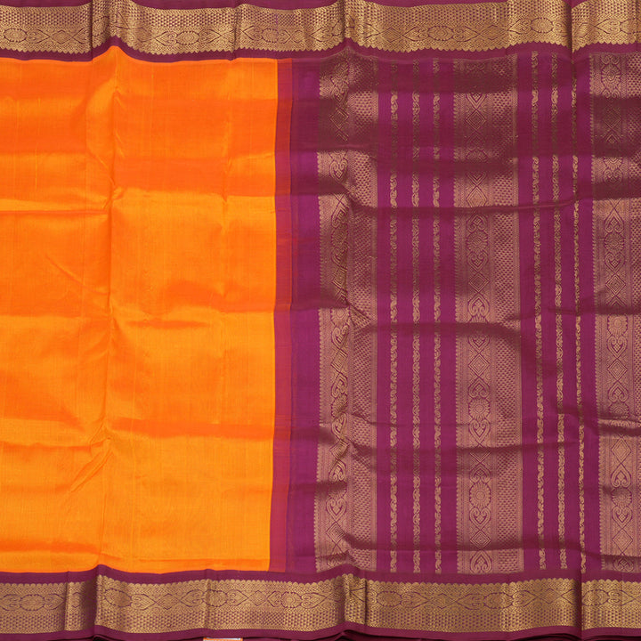 Hayagrivas Handloom Pure Silk Cotton Saree in Bright Orange with Magenta KBE631F8-8