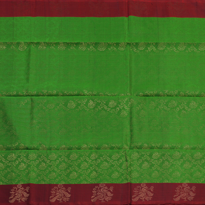 Hayagrivas Meenakshi Green Handloom Soft Silk Saree KBE633F4-1