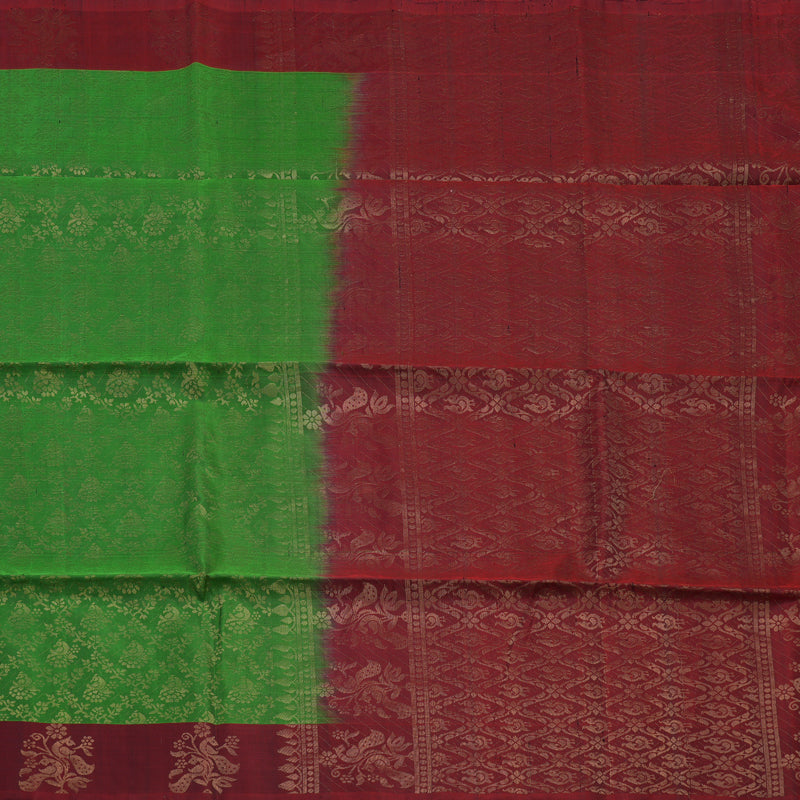 Hayagrivas Meenakshi Green Handloom Soft Silk Saree KBE633F4-1
