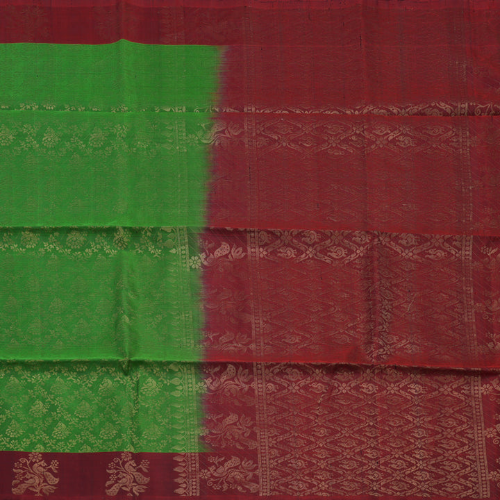 Hayagrivas Meenakshi Green Handloom Soft Silk Saree KBE633F4-1
