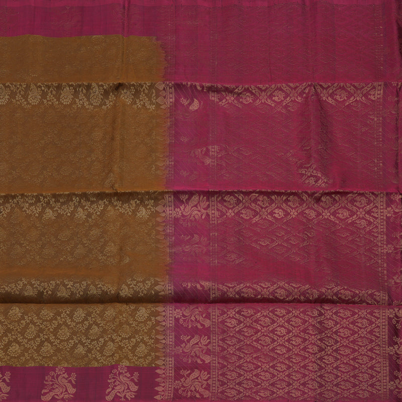 Hayagrivas Handloom Chocolate Brown Soft Silk Saree with Magenta Border KBE633F4-4