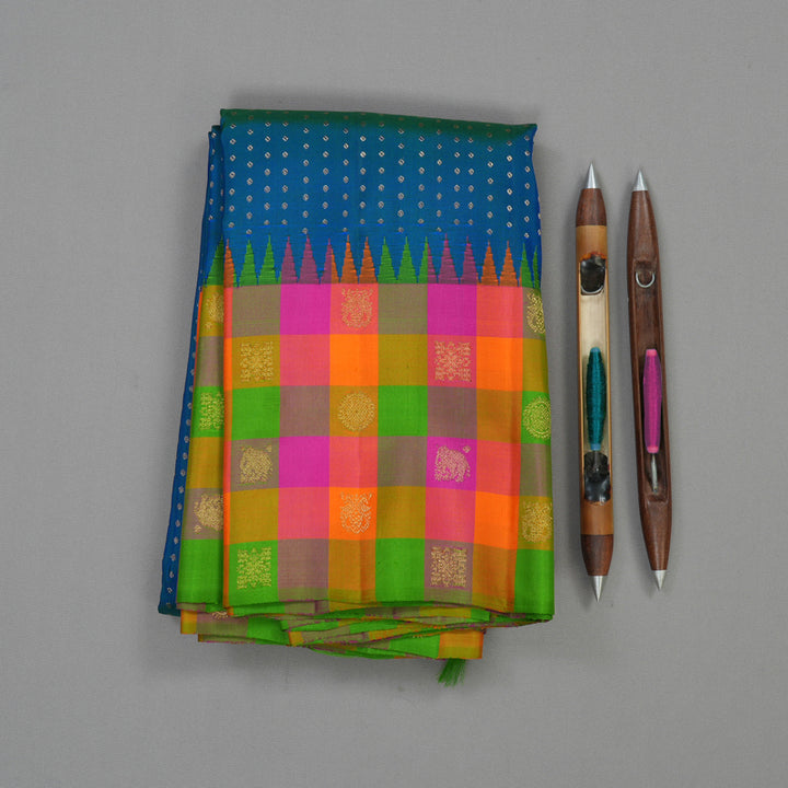 Hayagrivas Handloom Pure Kanjivaram Silk Saree in Graceful Peacock Blue KBE636G2-1