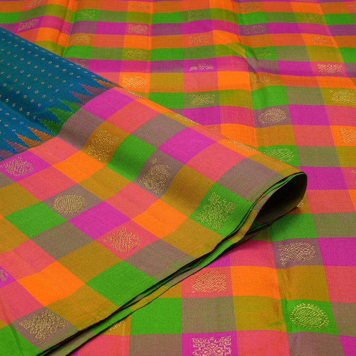 Hayagrivas Handloom Pure Kanjivaram Silk Saree in Graceful Peacock Blue KBE636G2-1