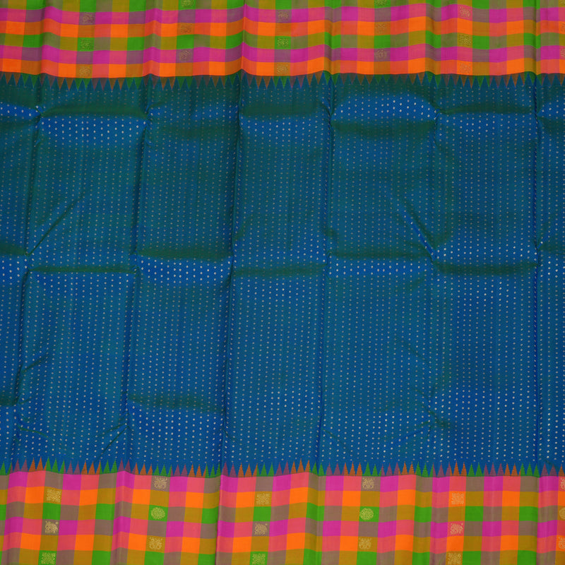 Hayagrivas Handloom Pure Kanjivaram Silk Saree in Graceful Peacock Blue KBE636G2-1