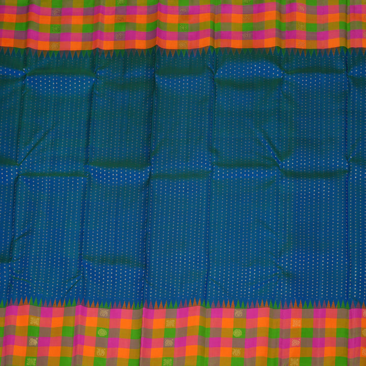 Hayagrivas Handloom Pure Kanjivaram Silk Saree in Graceful Peacock Blue KBE636G2-1