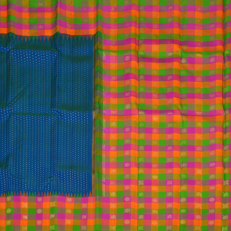 Hayagrivas Handloom Pure Kanjivaram Silk Saree in Graceful Peacock Blue KBE636G2-1