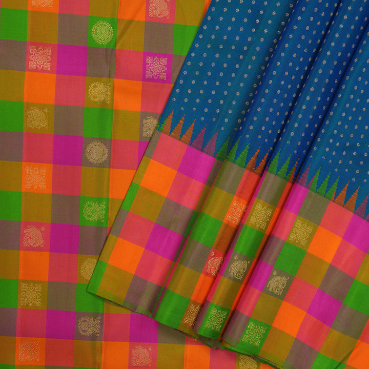 Hayagrivas Handloom Pure Kanjivaram Silk Saree in Graceful Peacock Blue KBE636G2-1