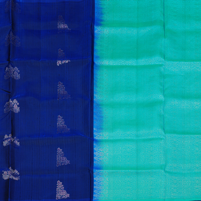 Hayagrivas Blue Handloom Soft Silk Saree KBE63D4-1