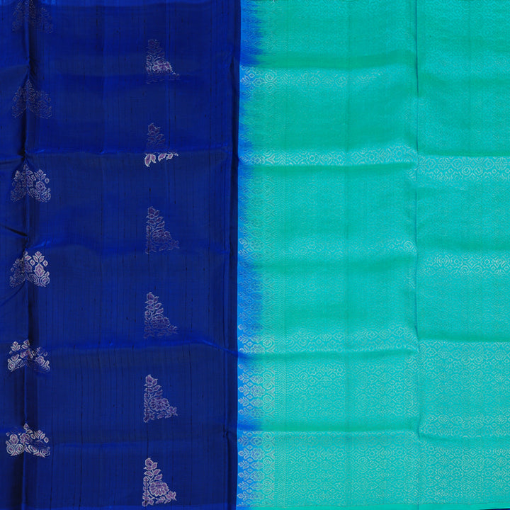 Hayagrivas Blue Handloom Soft Silk Saree KBE63D4-1