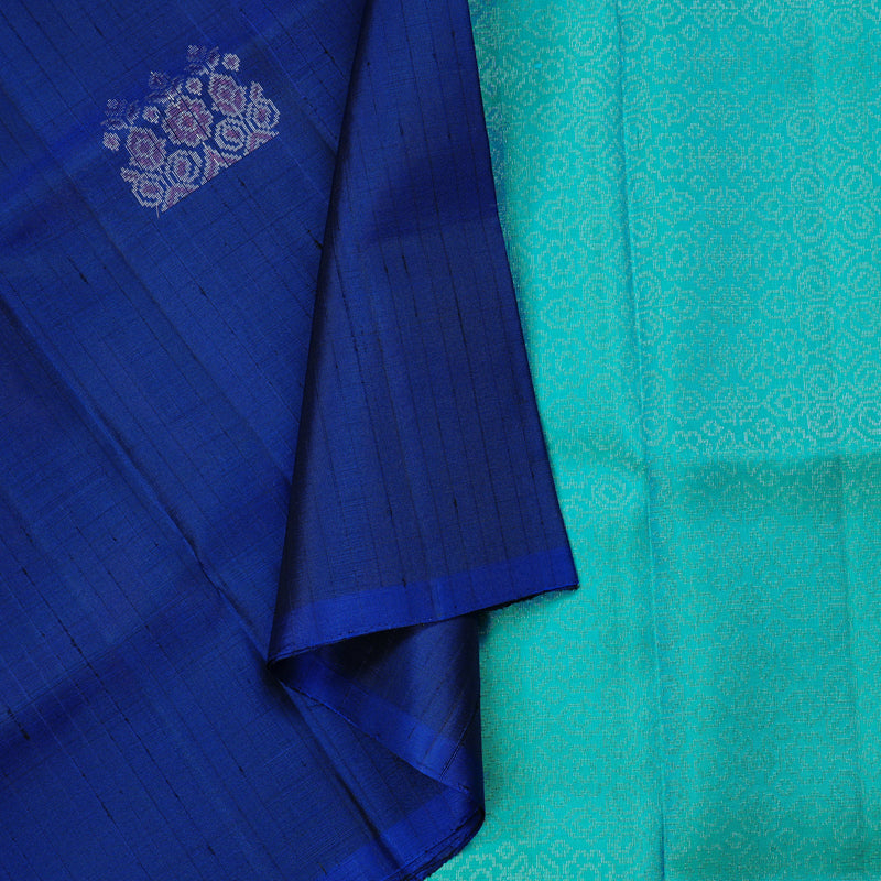 Hayagrivas Blue Handloom Soft Silk Saree KBE63D4-1
