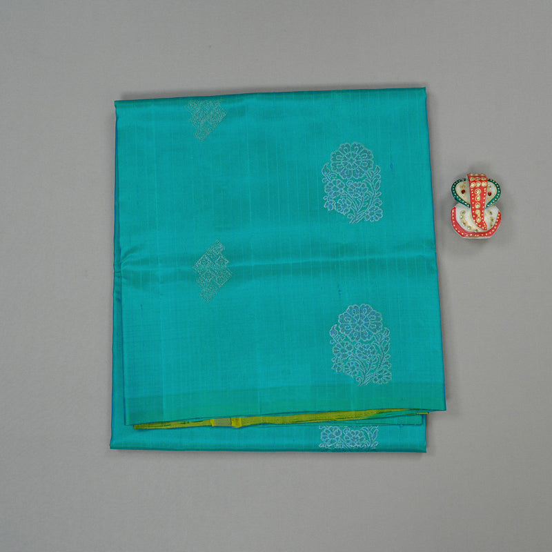 Hayagrivas Sea Blue Handloom Soft Silk Saree KBE63D4-2