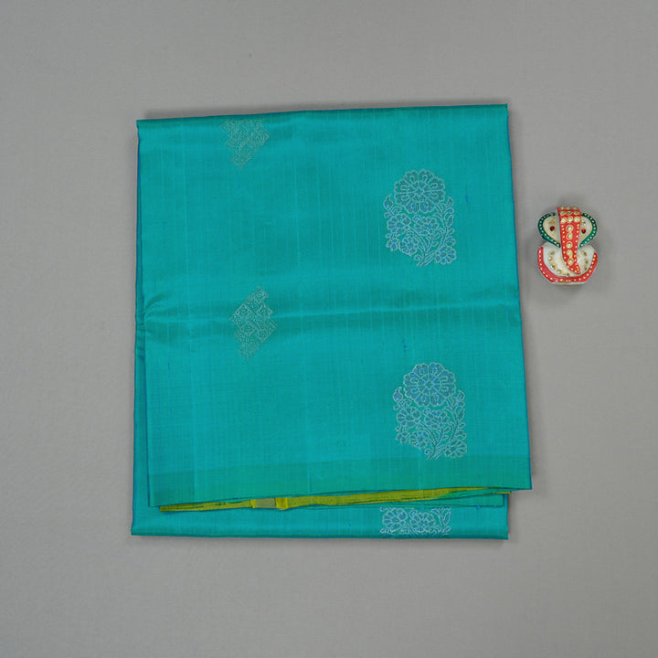 Hayagrivas Sea Blue Handloom Soft Silk Saree KBE63D4-2