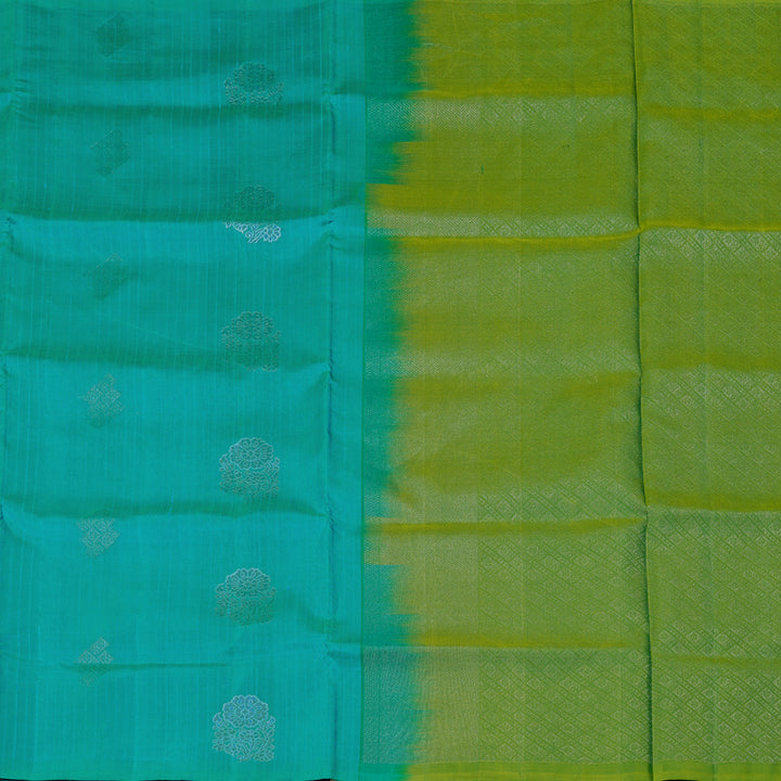 Hayagrivas Sea Blue Handloom Soft Silk Saree KBE63D4-2