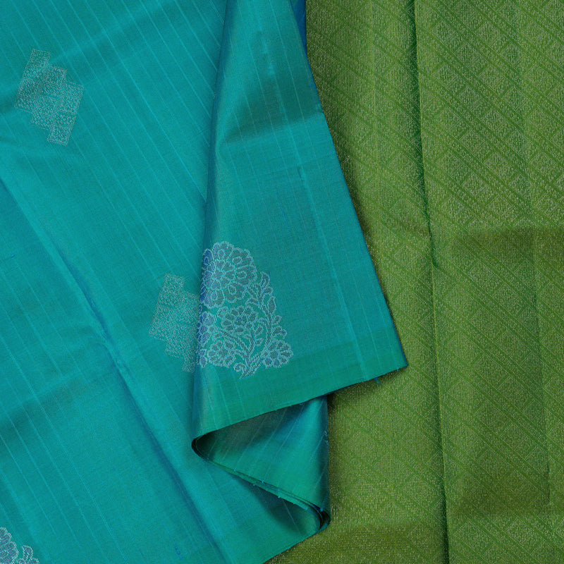 Hayagrivas Sea Blue Handloom Soft Silk Saree KBE63D4-2