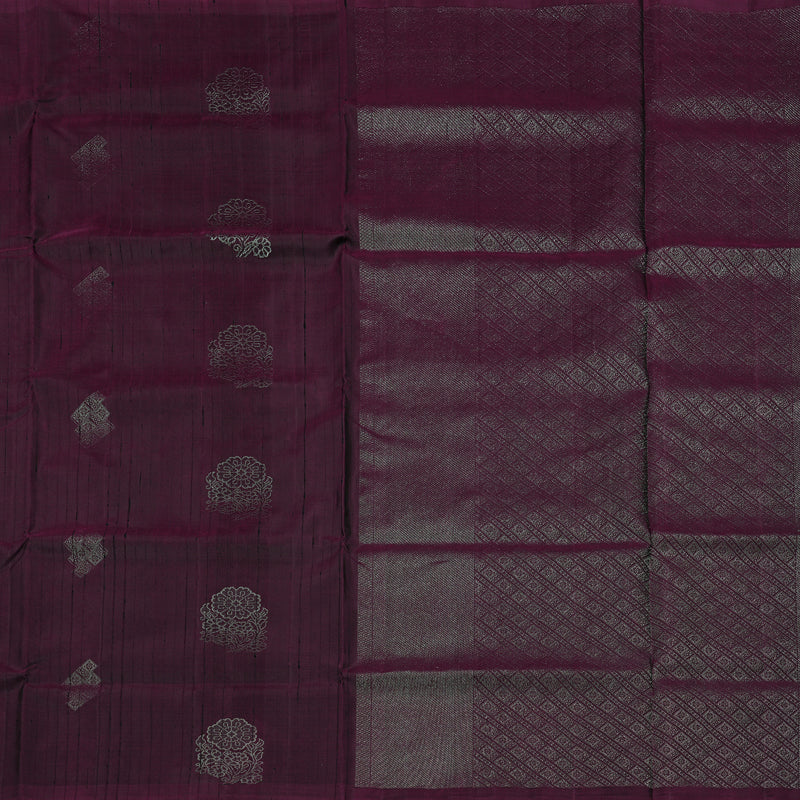 Hayagrivas Dark Plum Purple Handloom Soft Silk Saree KBE63D4-7