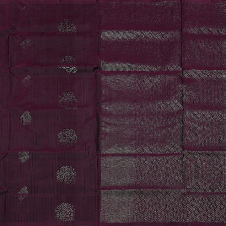 Hayagrivas Dark Plum Purple Handloom Soft Silk Saree KBE63D4-7