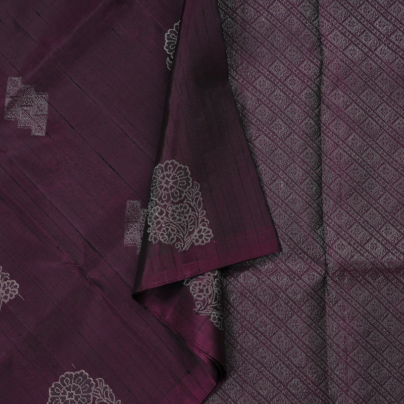 Hayagrivas Dark Plum Purple Handloom Soft Silk Saree KBE63D4-7