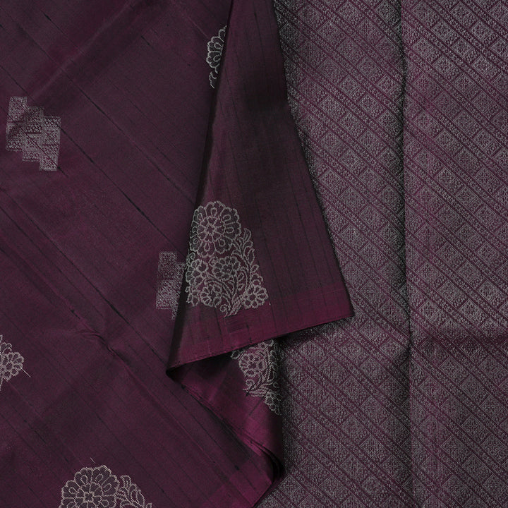 Hayagrivas Dark Plum Purple Handloom Soft Silk Saree KBE63D4-7