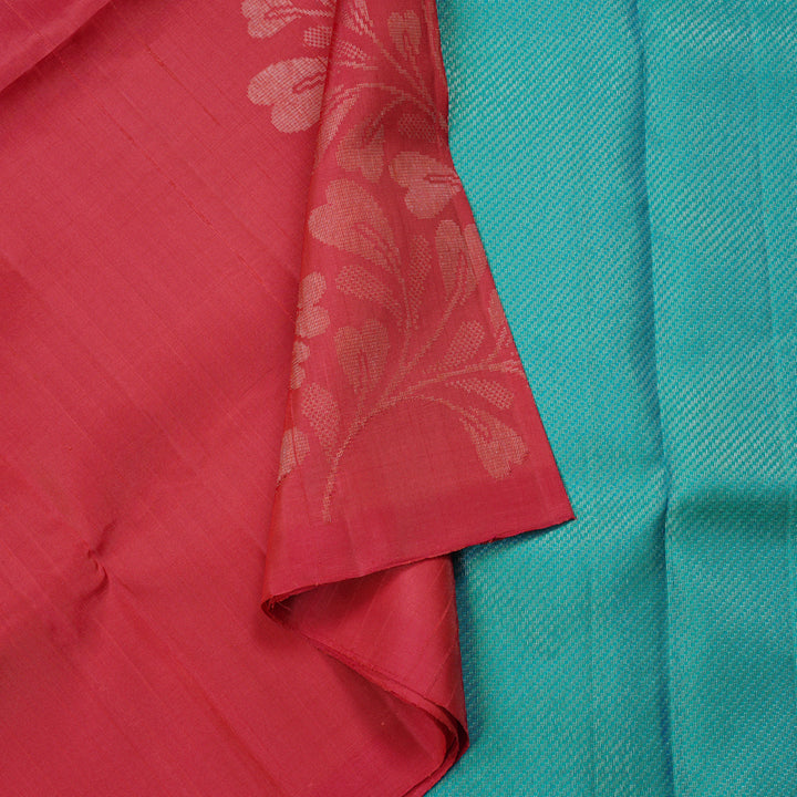 Hayagrivas Handloom Soft Silk Saree in Rich Dark Peach Pink KBE63D9-1
