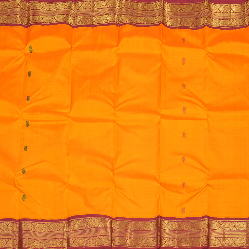 Hayagrivas Handloom Pure Kanjivaram Silk Saree in Gleaming Mango yellow KBE642G7-1