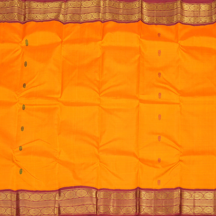 Hayagrivas Handloom Pure Kanjivaram Silk Saree in Gleaming Mango yellow KBE642G7-1