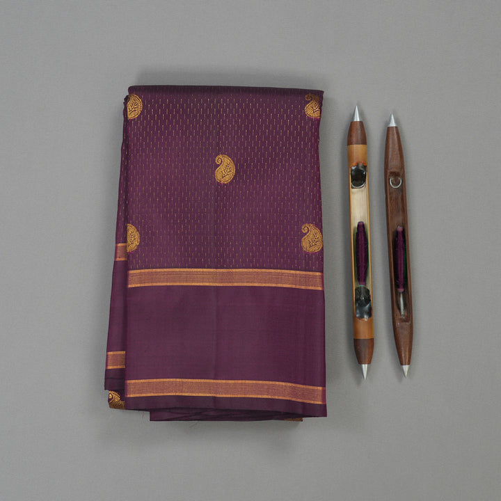 Hayagrivas Handloom Wine Purple Kanjivaram Silk Saree with Rettapet KBE644G2-1