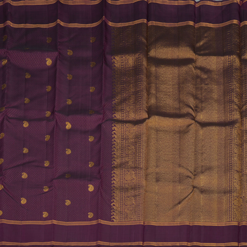 Hayagrivas Handloom Wine Purple Kanjivaram Silk Saree with Rettapet KBE644G2-1