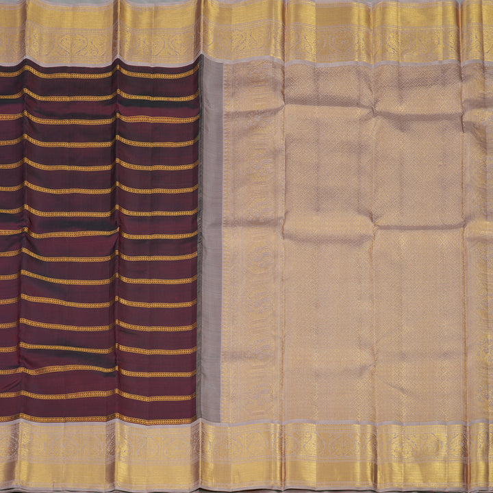 Hayagrivas Handloom Araku Maroon Kanjivaram Silk Saree with Mild Rosewood Pink Border KBE646G7-1