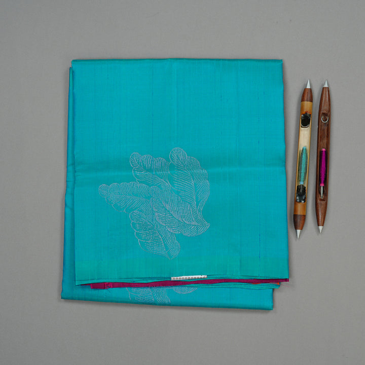Hayagrivas Sea Blue Handloom Soft Silk Saree KBE64D19-1