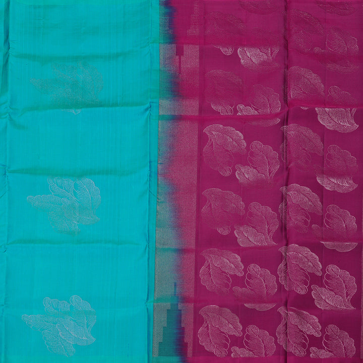Hayagrivas Sea Blue Handloom Soft Silk Saree KBE64D19-1